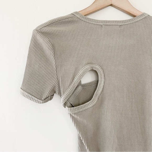 JOHN ELLIOTT Asymmetrical Neck Top Cotton Rib In Brush - Picture 9 of 13
